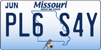 MO license plate PL6S4Y
