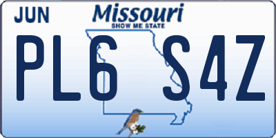 MO license plate PL6S4Z