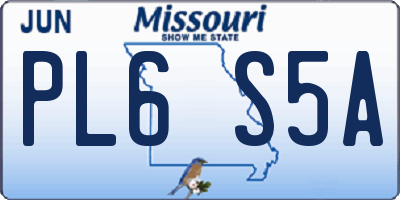 MO license plate PL6S5A
