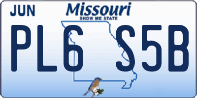MO license plate PL6S5B