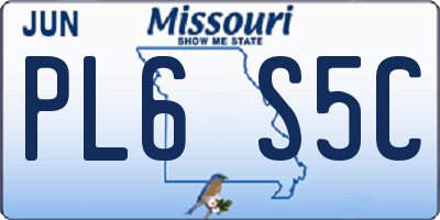 MO license plate PL6S5C