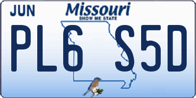 MO license plate PL6S5D