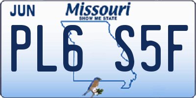MO license plate PL6S5F