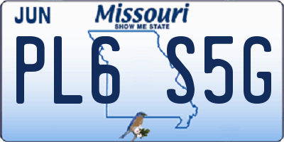 MO license plate PL6S5G