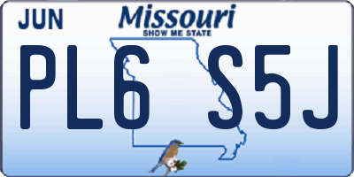 MO license plate PL6S5J