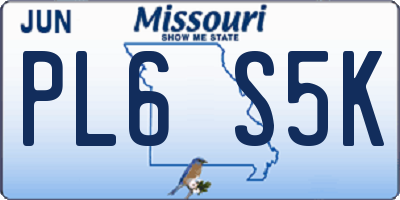 MO license plate PL6S5K