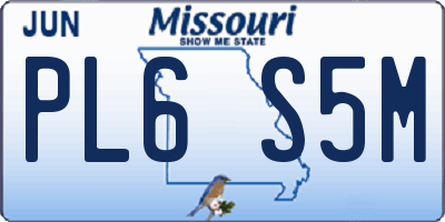 MO license plate PL6S5M