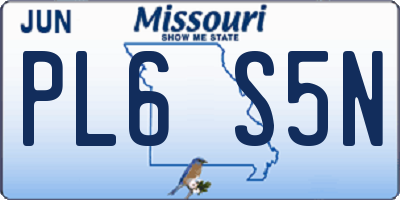 MO license plate PL6S5N