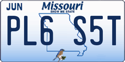 MO license plate PL6S5T