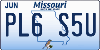 MO license plate PL6S5U