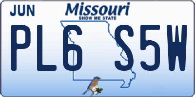 MO license plate PL6S5W