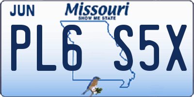 MO license plate PL6S5X