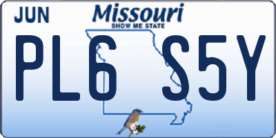 MO license plate PL6S5Y