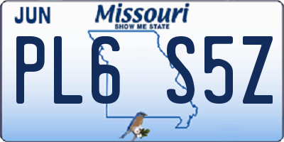 MO license plate PL6S5Z