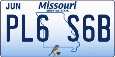 MO license plate PL6S6B