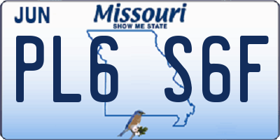 MO license plate PL6S6F