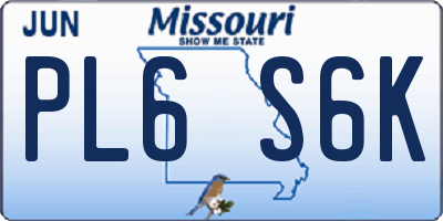 MO license plate PL6S6K