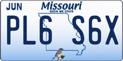 MO license plate PL6S6X