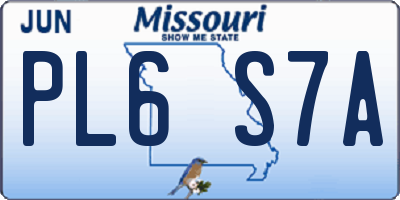 MO license plate PL6S7A