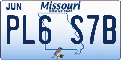 MO license plate PL6S7B