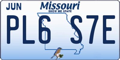 MO license plate PL6S7E