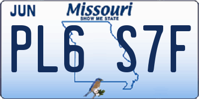MO license plate PL6S7F