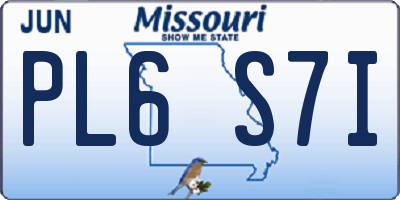 MO license plate PL6S7I