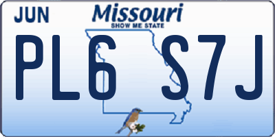 MO license plate PL6S7J