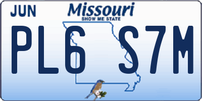 MO license plate PL6S7M