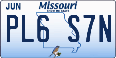 MO license plate PL6S7N