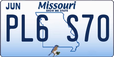 MO license plate PL6S7O