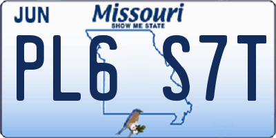 MO license plate PL6S7T