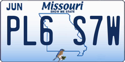 MO license plate PL6S7W