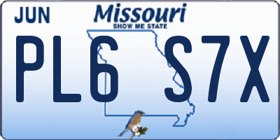 MO license plate PL6S7X