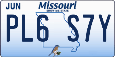 MO license plate PL6S7Y
