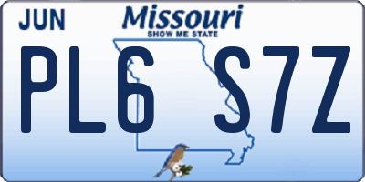 MO license plate PL6S7Z