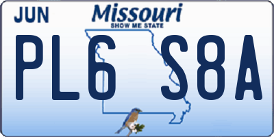 MO license plate PL6S8A