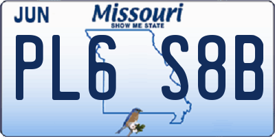 MO license plate PL6S8B