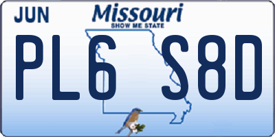 MO license plate PL6S8D