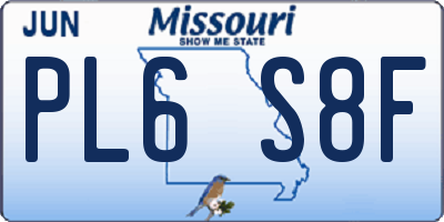 MO license plate PL6S8F