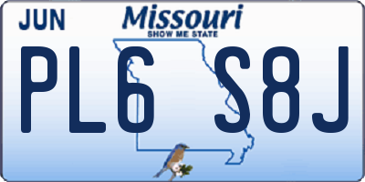 MO license plate PL6S8J