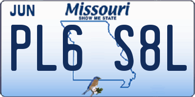 MO license plate PL6S8L