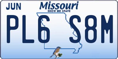 MO license plate PL6S8M