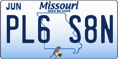 MO license plate PL6S8N