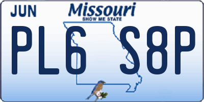 MO license plate PL6S8P
