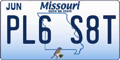 MO license plate PL6S8T