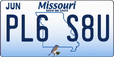 MO license plate PL6S8U
