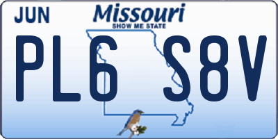 MO license plate PL6S8V