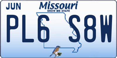 MO license plate PL6S8W