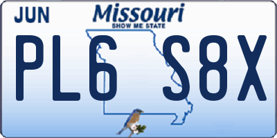 MO license plate PL6S8X